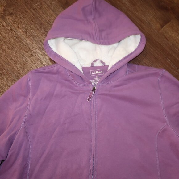 Womens LL Bean 1912 Purple Lavender Warm Thick Sherpa Fleece Hoodie Jacket sz XL - Picture 2 of 6